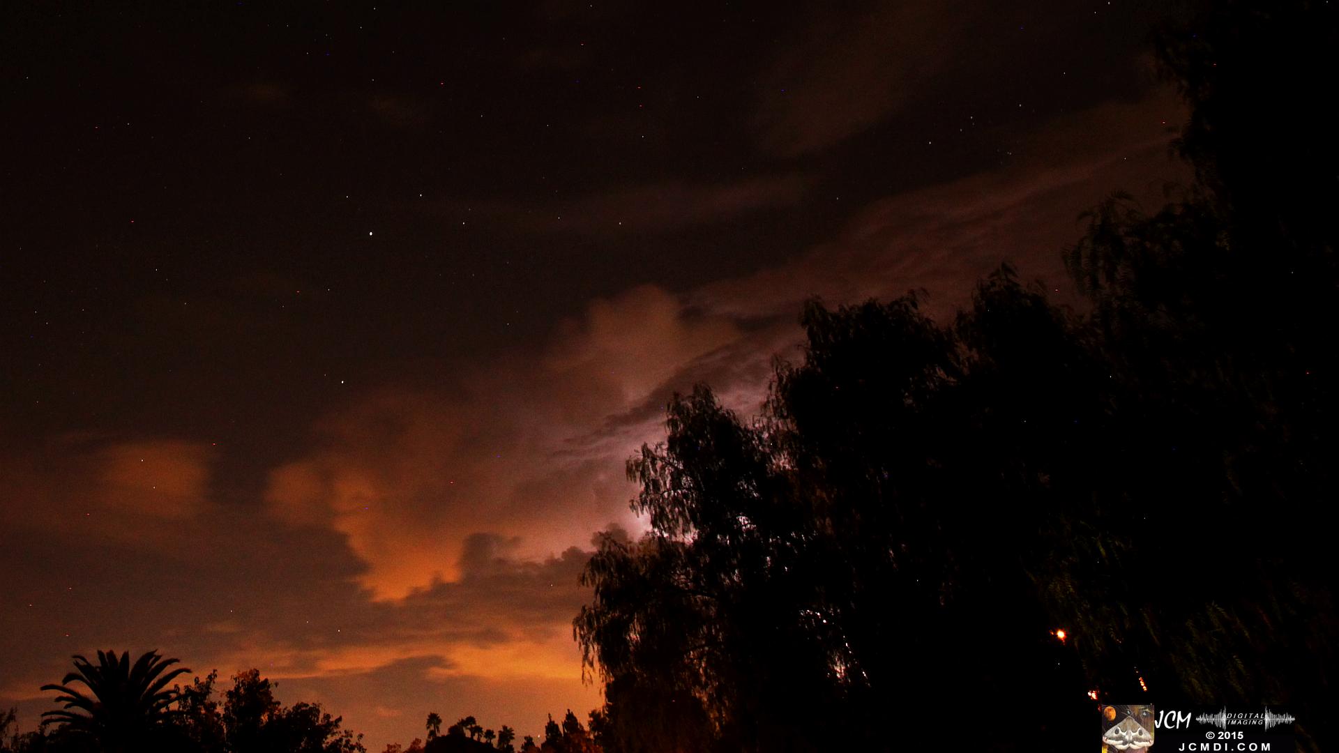 A lightning flash illuminates the night sky over Santa Clarita, Oct. 14, 2015 JCMDI.COM